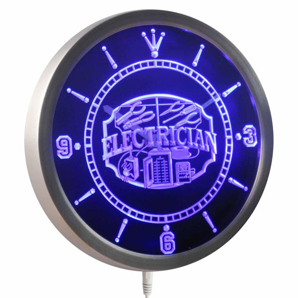 AdvPro - Electrician Worker Shop Display Repair Neon Sign LED Wall Clock nc0405 - Neon Clock