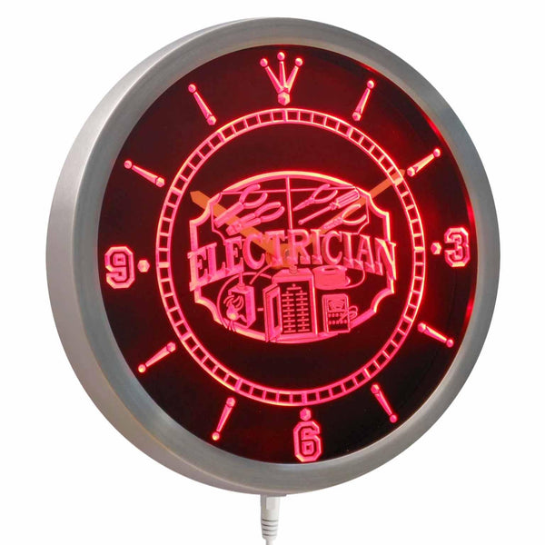 ADVPRO Electrician Worker Shop Display Repair Neon Sign LED Wall Clock nc0405 - Red