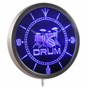 ADVPRO Band Room Drum Rock n Roll Music Neon Sign LED Wall Clock nc0406 - Blue