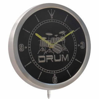 ADVPRO Band Room Drum Rock n Roll Music Neon Sign LED Wall Clock nc0406 - Multi-color