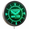ADVPRO Beer Pong Game Sport Bar Room Neon Sign LED Wall Clock nc0407 - Green