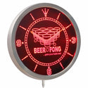 ADVPRO Beer Pong Game Sport Bar Room Neon Sign LED Wall Clock nc0407 - Red