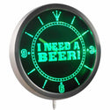 ADVPRO I Need a Beer Bar Pub Club Neon Sign LED Wall Clock nc0409 - Green