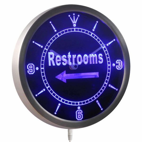 ADVPRO Restroom Left Arrow Display Toilet Neon Sign LED Wall Clock nc0411 - Blue