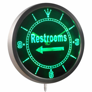 ADVPRO Restroom Left Arrow Display Toilet Neon Sign LED Wall Clock nc0411 - Green