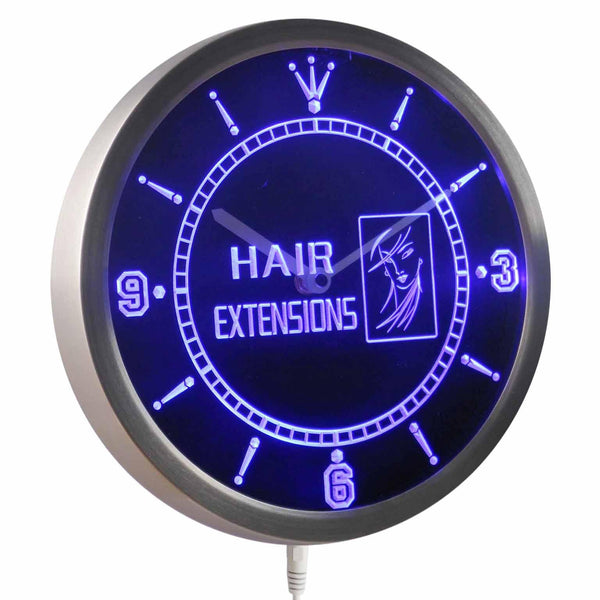 ADVPRO Hair Extensions Beauty Salon Neon Sign LED Wall Clock nc0412 - Blue