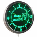 ADVPRO Hair Extensions Beauty Salon Neon Sign LED Wall Clock nc0412 - Green