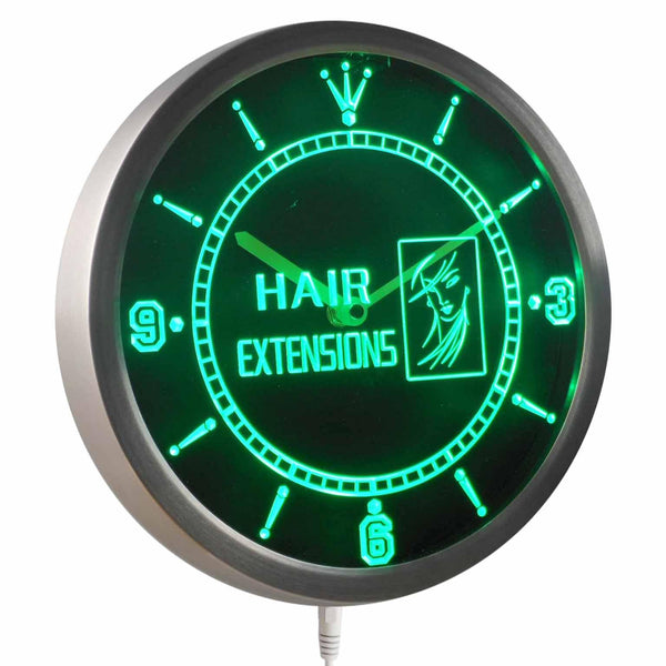 ADVPRO Hair Extensions Beauty Salon Neon Sign LED Wall Clock nc0412 - Green