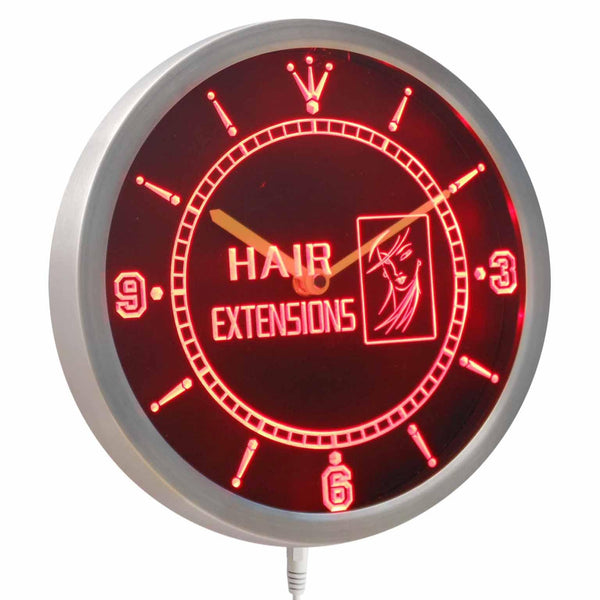 ADVPRO Hair Extensions Beauty Salon Neon Sign LED Wall Clock nc0412 - Red