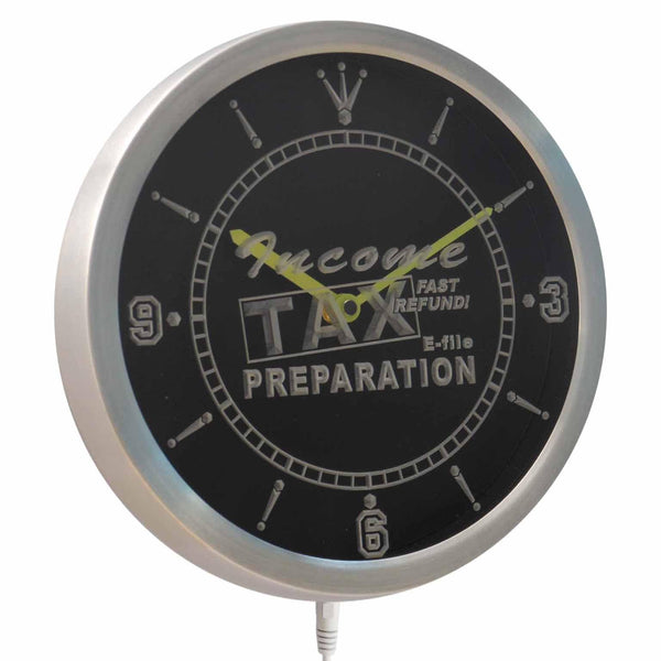 ADVPRO Income Tax Preparation e-File Service Neon Sign LED Wall Clock nc0415 - Multi-color