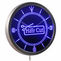 ADVPRO Hair Cut Scissor Barber Open Neon Sign LED Wall Clock nc0416 - Blue