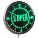 ADVPRO Barber Pole Open Shop Display Neon Sign LED Wall Clock nc0417 - Green