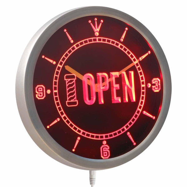 ADVPRO Barber Pole Open Shop Display Neon Sign LED Wall Clock nc0417 - Red