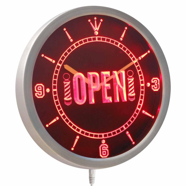 ADVPRO Barber Pole Hair Cut Open Neon Sign LED Wall Clock nc0419 - Red