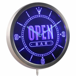 ADVPRO Open BAR Beer Home Neon Sign LED Wall Clock nc0420 - Blue