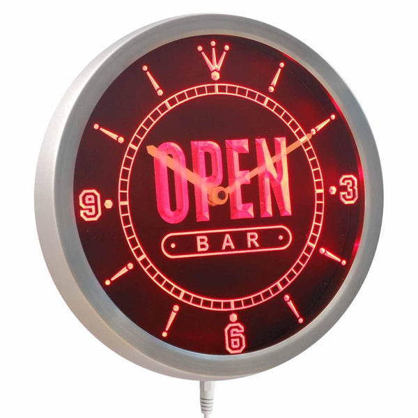 ADVPRO Open BAR Beer Home Neon Sign LED Wall Clock nc0420 - Red
