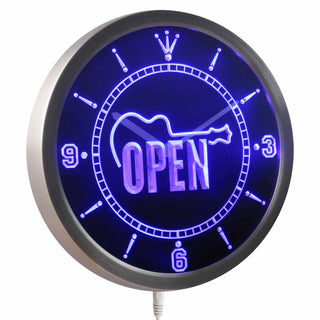 ADVPRO Guitar Open Band Room Gift Neon Sign LED Wall Clock nc0423 - Blue