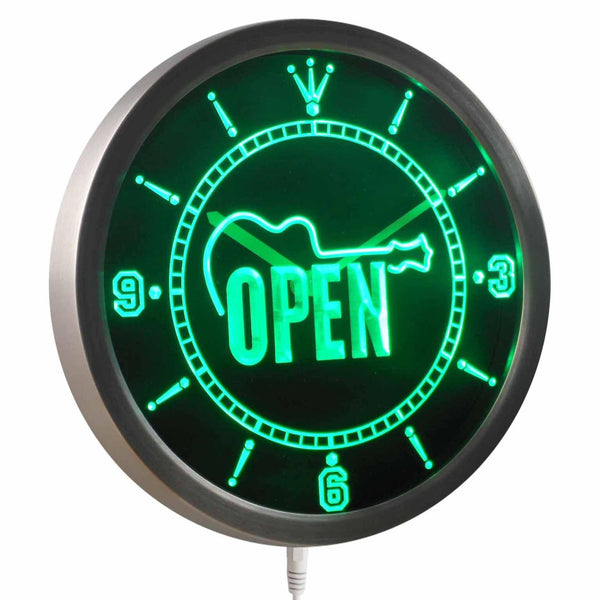 ADVPRO Guitar Open Band Room Gift Neon Sign LED Wall Clock nc0423 - Green
