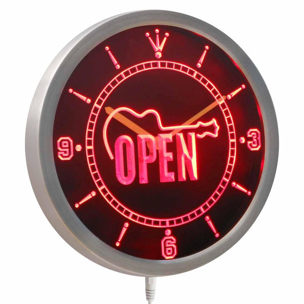 AdvPro - Guitar Open Band Room Gift Neon Sign LED Wall Clock nc0423 - Neon Clock