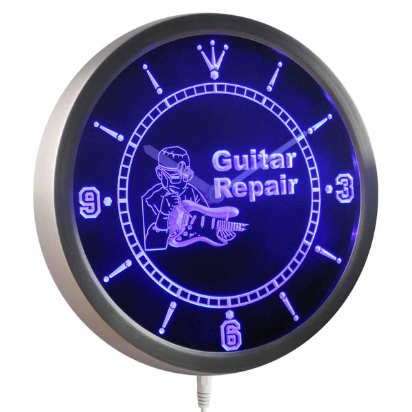 ADVPRO Guitar Repair Service Gift Neon Sign LED Wall Clock nc0439 - Blue
