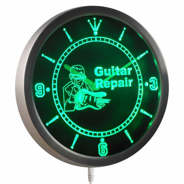 ADVPRO Guitar Repair Service Gift Neon Sign LED Wall Clock nc0439 - Green