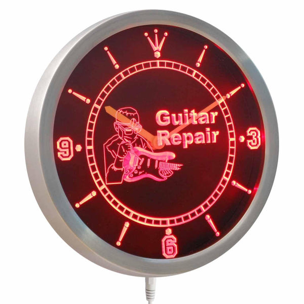 AdvPro - Guitar Repair Service Gift Neon Sign LED Wall Clock nc0439 - Neon Clock