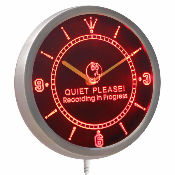 ADVPRO Recording in Progress Quiet Please On Air Neon Sign LED Wall Clock nc0440 - Red