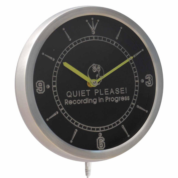 ADVPRO Recording in Progress Quiet Please On Air Neon Sign LED Wall Clock nc0440 - Multi-color