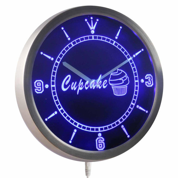 ADVPRO Cupcake Cafe Coffee Shop Display Neon Sign LED Wall Clock nc0441 - Blue