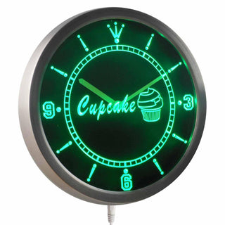 ADVPRO Cupcake Cafe Coffee Shop Display Neon Sign LED Wall Clock nc0441 - Green