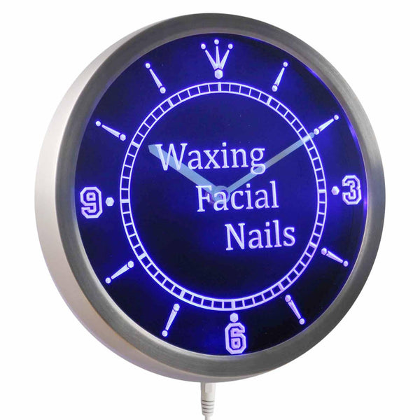 ADVPRO Waxing Facial Nails Beauty Salon Neon Sign LED Wall Clock nc0442 - Blue