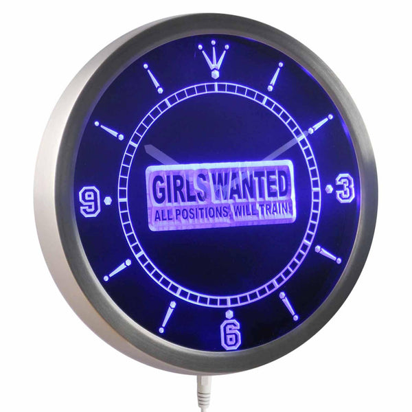 ADVPRO Girls Wanted All Positions, Will Train Decor Neon Sign LED Wall Clock nc0443 - Blue