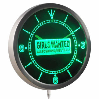 ADVPRO Girls Wanted All Positions, Will Train Decor Neon Sign LED Wall Clock nc0443 - Green