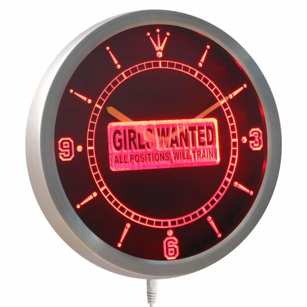 ADVPRO Girls Wanted All Positions, Will Train Decor Neon Sign LED Wall Clock nc0443 - Red