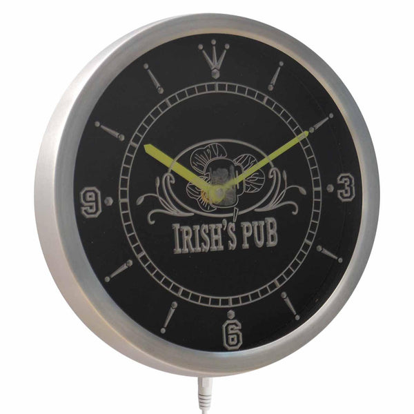 ADVPRO Irish Pub Bar Club Beer Shamrock Neon Sign LED Wall Clock nc0445 - Multi-color