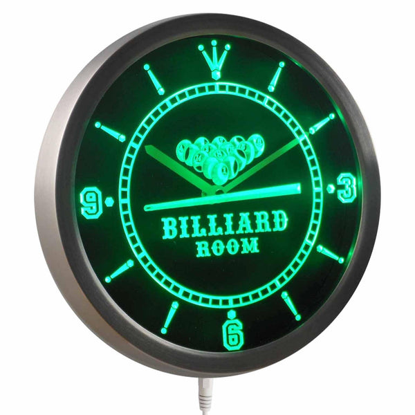 ADVPRO Billiards Room Game Bar Beer Neon Sign LED Wall Clock nc0449 - Green