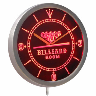 ADVPRO Billiards Room Game Bar Beer Neon Sign LED Wall Clock nc0449 - Red