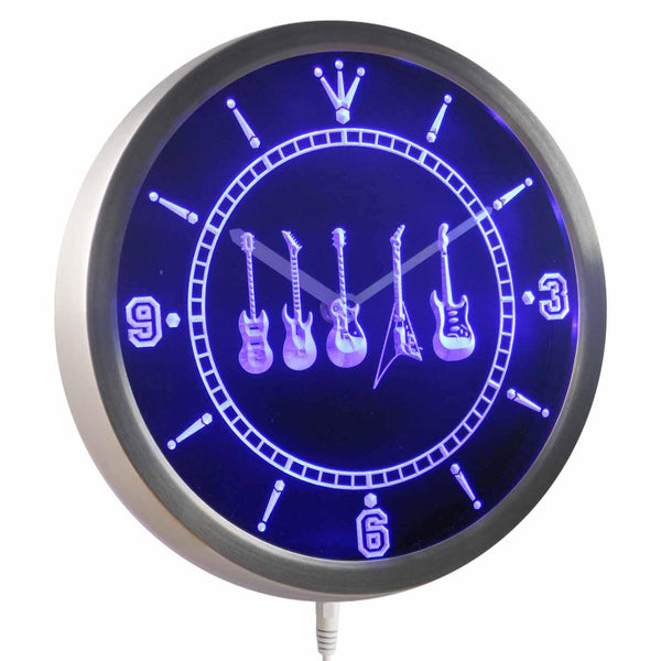 ADVPRO Guitar Weapons Hero Bar Beer Neon Sign LED Wall Clock nc0450 - Blue