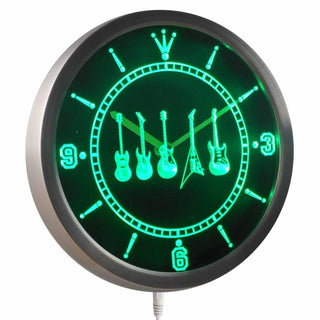 ADVPRO Guitar Weapons Hero Bar Beer Neon Sign LED Wall Clock nc0450 - Green