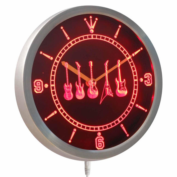 AdvPro - Guitar Weapons Hero Bar Beer Neon Sign LED Wall Clock nc0450 - Neon Clock