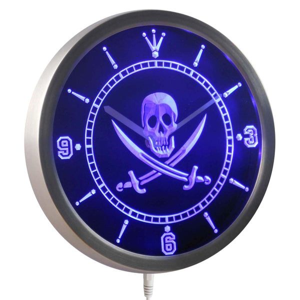 AdvPro - Pirates Skull Head Bar Pub Beer Neon Sign LED Wall Clock nc0452 - Neon Clock