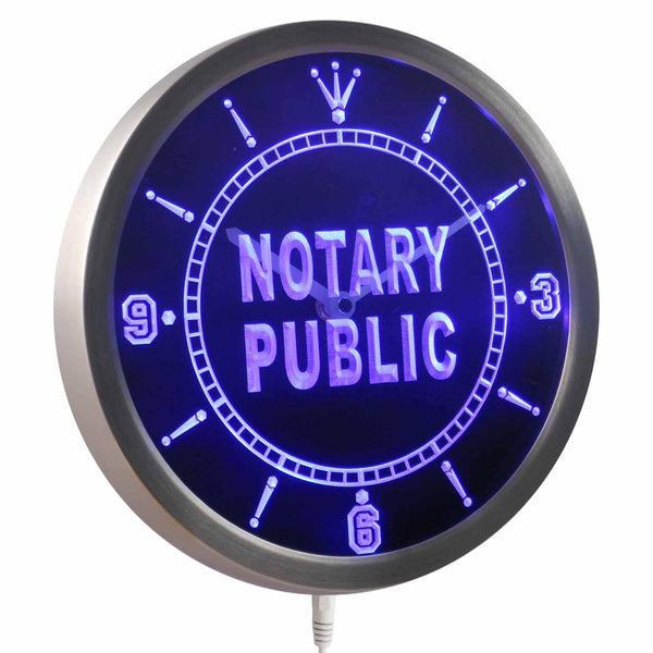 ADVPRO Notary Public Neon Sign LED Wall Clock nc0457 - Blue