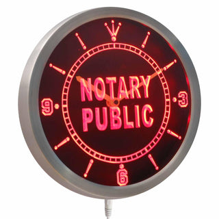 ADVPRO Notary Public Neon Sign LED Wall Clock nc0457 - Red