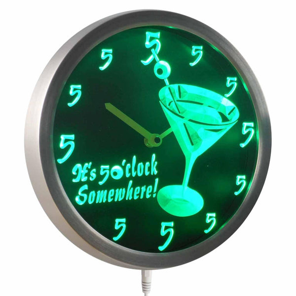 AdvPro - It's 5 O'clock pm Somewhere Cocktails Bar Beer Gift LED Neon Wall Clock nc0459 - Neon Clock