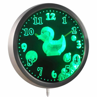 ADVPRO Cutie Duck Boys Girls Kids Nursery Room Gift Decor Neon LED Wall Clock nc0462 - Green