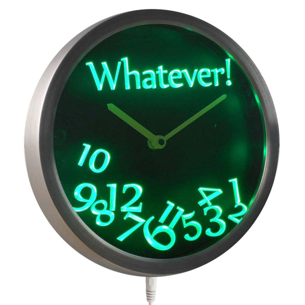 ADVPRO Whatever Time Bar Beer Retire Gift Decor Neon LED Wall Clock nc0464 - Green