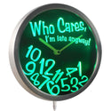 ADVPRO Who Care I'm Late Anyway Bar Beer Gift Decor Neon LED Wall Clock nc0465 - Green