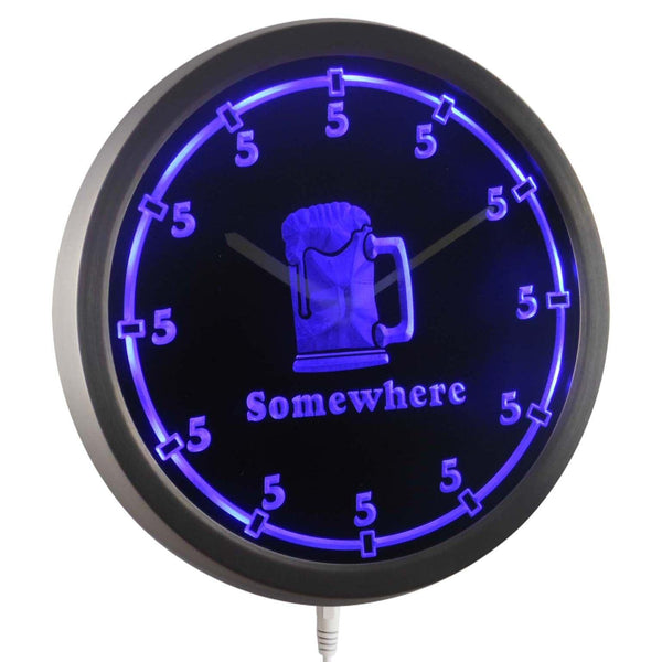 ADVPRO Five O'clock Somewhere Neon Sign LED Wall Clock nc0700 - Blue