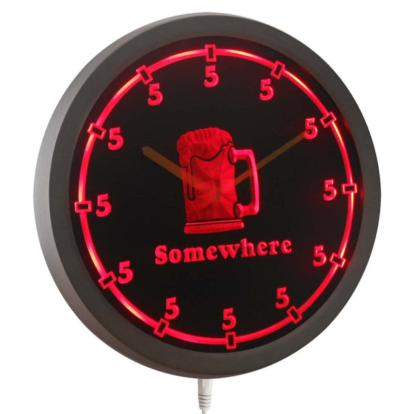 ADVPRO Five O'clock Somewhere Neon Sign LED Wall Clock nc0700 - Red