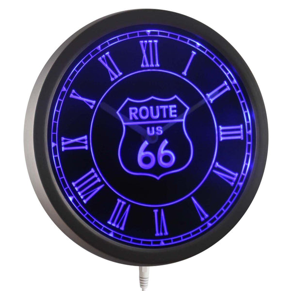 AdvPro - Route US 66 Neon Sign LED Wall Clock nc0702 - Neon Clock